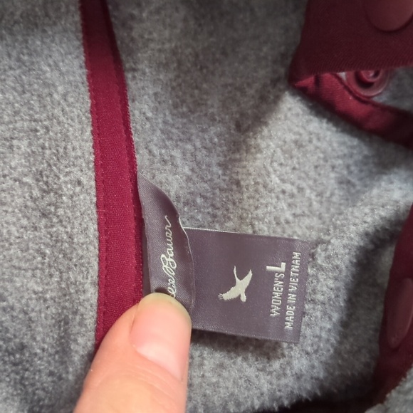 Eddie Bauer Gray Quarter Snap Fleece Pullover - Picture 3 of 4